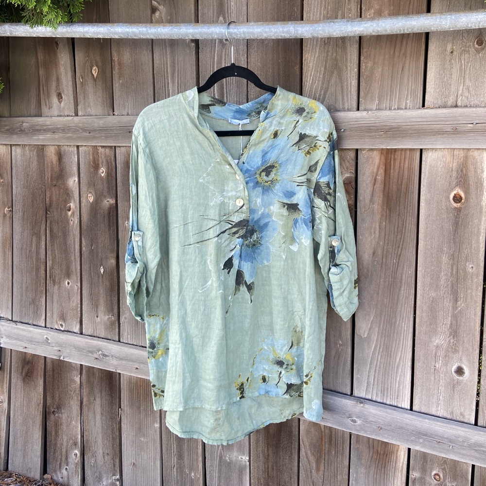 Oversized Loose Linen Quarter Sleeved Top